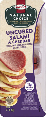 Uncured Hard Salami, White Cheddar Cheese & Crackers, Uncured Salami & Cheddar