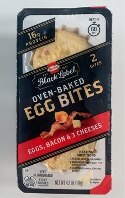 Eggs, Bacon & 3 Cheeses Oven-Baked Egg Bites, Eggs; Bacon; 3 Cheeses