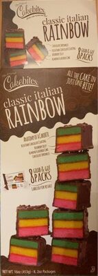 Classic Italian Rainbow Chocolate Sprinkles, Rich Dark Chocolate Coating, Raspberry Jelly, Almond Flavored Cake, Classic Italian Rainbow