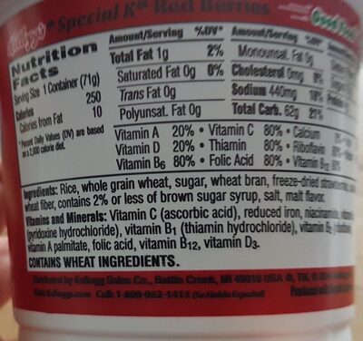 Kellogg's Special K Cereal Red Berries 2.5oz