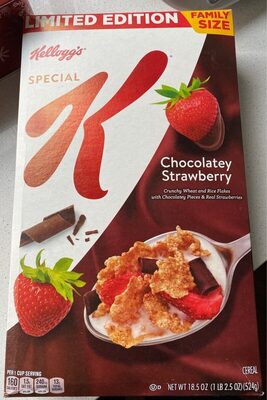 Chocolatey Strawberry Crunchy Wheat And Rice Flakes With Chocolatey Pieces & Real Strawberries Cereal, Chocolatey Strawberry