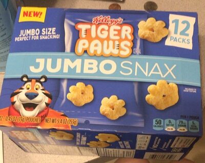 Kellogg's Jumbo Snax Tiger Paws Cereal Jumbo Size, 0.45 Oz, 12 Count
