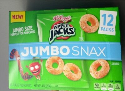 Kellogg's Apple Jacks Jumbo Snax Cereal Jumbo Size, 0.45 Oz, 12 Count