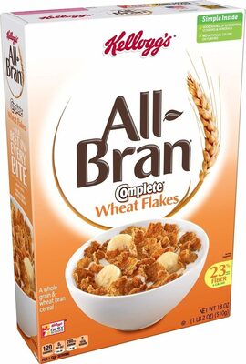 Kellogg's All Bran Cereal Complete Wheat Flakes 18oz