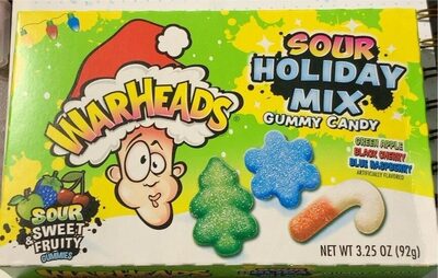 Sour. Holiday Mix Gummy Candy, Sour Sweet & Fruity Gummies, Green Apple, Black Cherry, Blue Raspberry