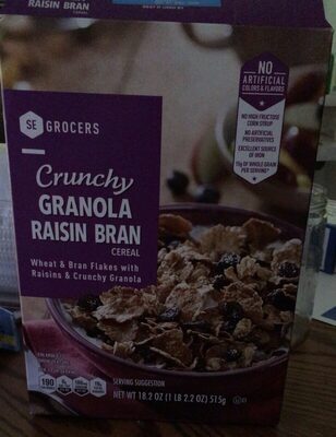 Crunchy Granola Raisin Bran Wheat & Rice Flakes With Raisins & Crunchy Granola Cereal, Crunchy Granola Raisin Bran