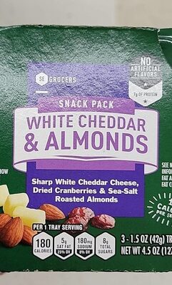 White Cheddar & Almonds Sharp White Cheddar Cheese, Dried Cranberries & Sea-Salt Roasted Almonds Snack Pack, White Cheddar & Almonds