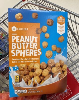 Peanut Butter Spheres Sweetened Corn Cereal With Peanut Butter And Natural Cocoa Flavor, Peanut Butter Spheres