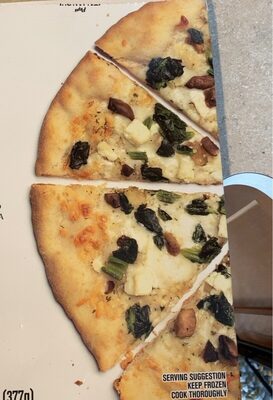 Tuscan Market White Vegetable Mozzarella Cheese, Sauce, Roasted Mushrooms, Spinach, Ricotta Salata Cheese, Parmesan, Asiago And Romano Cheese Blend And Roasted Garlic On A Crust Pizza, Tuscan Market White Vegetable