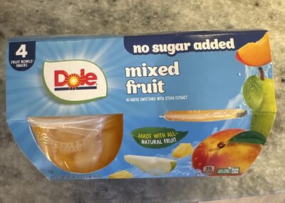 No Sugar Added Mixed Fruit In Water Sweetened With Stevia Extract, Water
