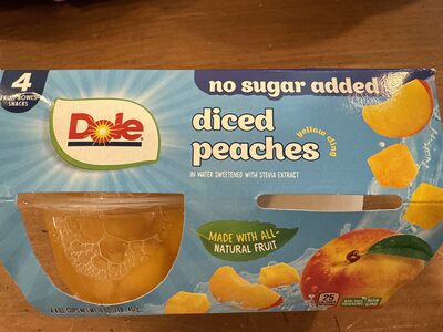 No Sugar Added Yellow Cling Diced Peaches In Water Sweetened With Stevia Extract, Water