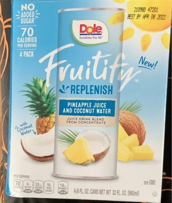 Replenish Pineapple Juice And Coconut Water Juice Drink Blend, Replenish