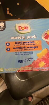Diced Peaches In Strawberry Flavored Gel, Mandarin Oranges In Orange Flavored Gel Variety Pack, Strawberry, Orange