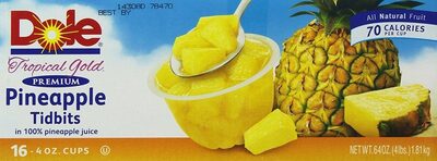 Pineapple Paradise Tropical Gold Pineapple Tidbits In A Blend Of Fruit Juice, Tropical Gold In Fruit Juices