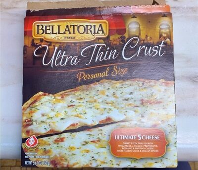 Ultimate 5 Cheese Crispy Pizza Topped With Mozzarella, Asiago, Provolone, Romano & Fontina Cheese, Rich Italian Sauce & Italian Spices Ultra Thin Crust Pizza, Ultimate 5 Cheese