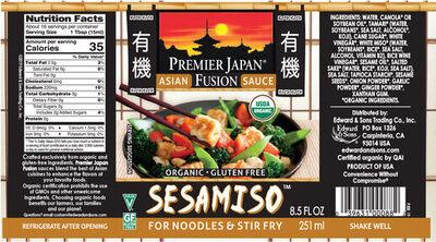 Organic Sesamiso Asian Fusion Sauce For Noodles & Stir Fry, Sesamiso