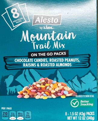 Chocolate Candies, Roasted Peanuts, Raisins & Roasted Almonds Mountain Trail Mix, Chocolate Candies, Roasted Peanuts, Raisins & Roasted Almonds