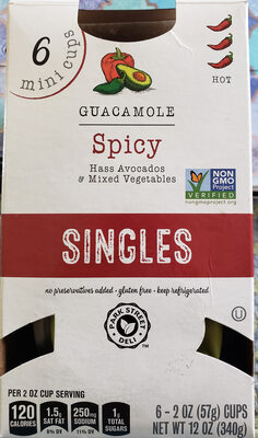 Hot Spicy Hass Avocados & Mixed Vegetables Guacamole Singles, Hot Spicy