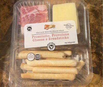 Prosciutto, Provolone Cheese & Breadsticks Italian Recipe Snack Tray