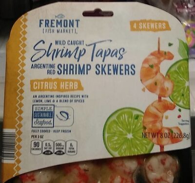 Wild Caught Citrus Herb Argentine Red Shrimp Skewers Shrimp Tapas, Citrus Herb