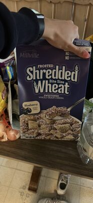 Blueberry Flavored Frosted Shredded Bite Size Wheat Lightly Sweetened Whole Grain Cereal, Blueberry