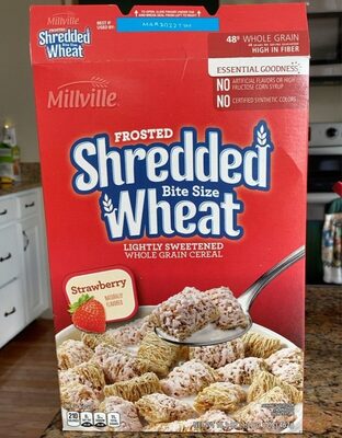 Lightly Sweetened Strawberry Flavored Whole Grain Frosted Shredded Wheat Cereal, Strawberry