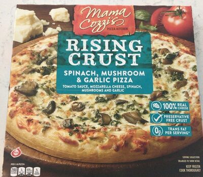 Spinach, Mushroom & Garlic Tomato Sauce, Mozzarella Cheese, Spinach, Mushrooms And Garlic Thin Crust Pizza, Spinach, Mushroom & Garlic