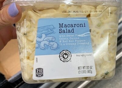 Macaroni Salad With Sweet Pickles, Celery, Onions & Red Bell Peppers In A Creamy Dressing, Macaroni Salad