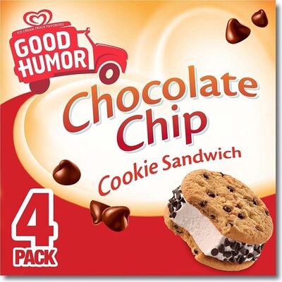 Chocolate Chip Flavored Frozen Cookie Dairy Dessert Sandwiches, Chocolate Chip