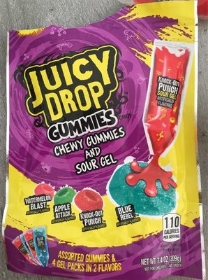 Chewy Gummies And Sour Gel, Watermelon Blast, Apple Attack, Knock-Out Punch, Blue Rebel