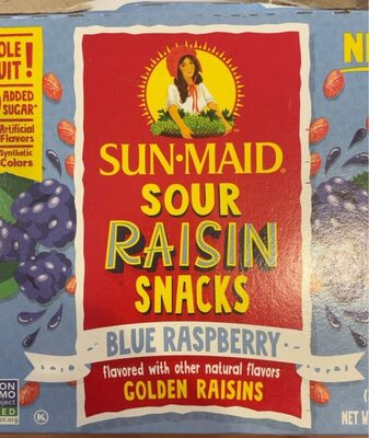 Sun-Maid Fruity Raisin Snacks Sour Blue Raspberry 7-Ct Box/.7oz Pouch