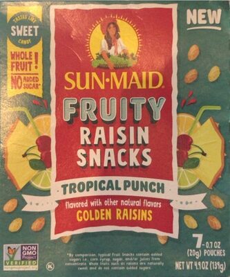 Sun-Maid Fruity Raisin Snacks Tropical Punch 7-Ct Box/.7oz Pouches