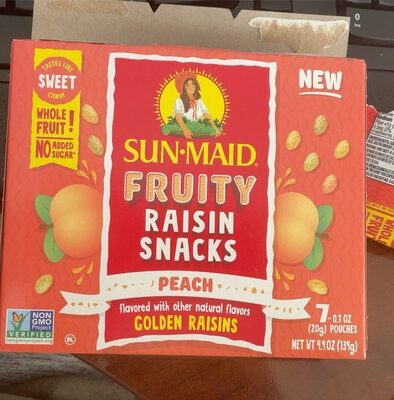 Sun-Maid Fruity Raisin Snacks Peach 7-Ct Box/.7oz Pouches