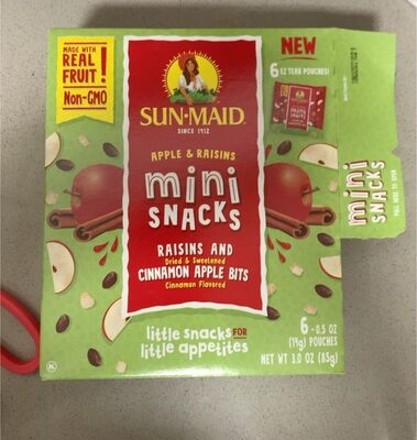 Cinnamon Apple Bits Flavored Raisins Mini Snacks, Cinnamon Apple