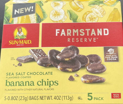 Sun-Maid Farmstand Reserve Sea Salt Choc Bnna Chips 5-Ct Bx/.8oz Bag