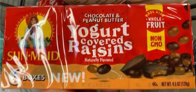 Sun-Maid Choc & Peanut Butter Yogurt Covered Raisins 6-Pk/.75oz Ctn