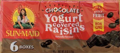 Sun-Maid Chocolate Yogurt Covered Raisins 6-Pack/1oz Cartons