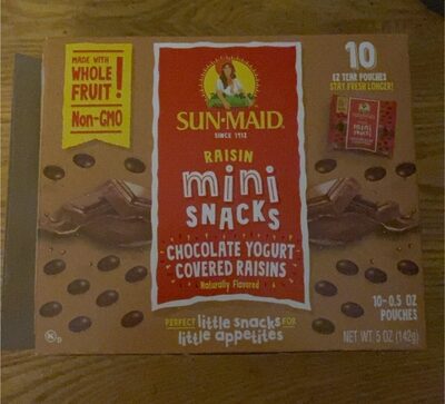 Sun-Maid Mini Snacks Chocolate Yog Covered Raisins 10-Ct Bx/.5oz Pch