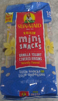 Sun-Maid Mini-Snacks Vanilla Yog Covered Raisins 10-Ct Bag/.5oz Ctn