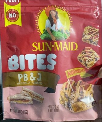 Sun-Maid PB&J Bites, Whole Fruit, Nuts & Granola Bite Size Snacks, Non-GMO, 3 oz Bag