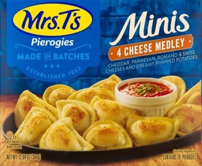 4 Cheese Medley Aged Cheddar, Parmesan, Romano & Swiss Cheeses And Creamy Whipped Potatoes Wrapped In Tender Pasta, 4 Cheese Medley