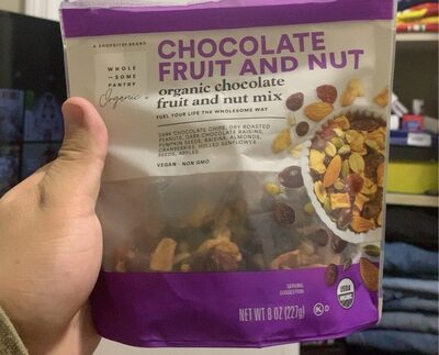 Organic, Chocolate Fruit And Nut Dark Chocolate Chips, Dry Roasted Peanuts, Dark Chocolate Raisins, Pumpkin Seeds, Raisins, Almonds, Cranberries, Hulled Sunflower Seeds, Apples Mix, Chocolate Fruit And Nut