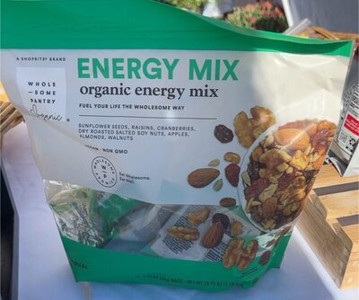 Organic, Energy Sunflower Seeds, Raisins, Cranberries, Dry Roasted Salted Soy Nuts, Apples, Almonds, Walnuts Mix, Energy