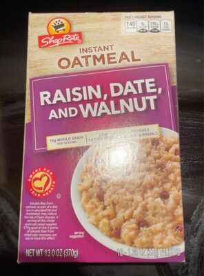 Raisin, Date, And Walnut Instant Oatmeal, Raisin, Date, And Walnut