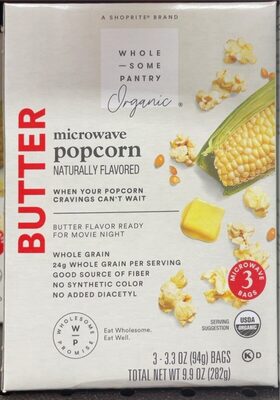 Organic, Butter Microwave Popcorn, Butter