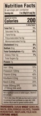 Enriched Macaroni Product, Sea Shells No. 22