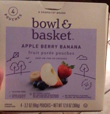 Apple Berry Banana Fruit Puree Pouches, Apple Berry Banana