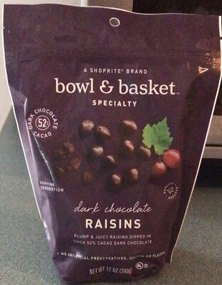 Specialty, Dark Chocolate 52% Cacao Raisins, Dark Chocolate