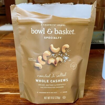 Specialty, Roasted & Salted Whole Cashews, Roasted & Salted