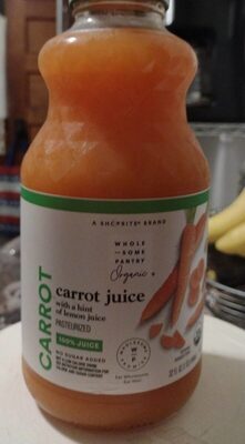 Organic, Carrot Juice With A Hint Of Lemon Juice, Carrot